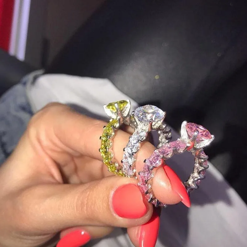 Кольцо женское из серебра 925 пробы с круглым бриллиантом 2 карата | Украшения и