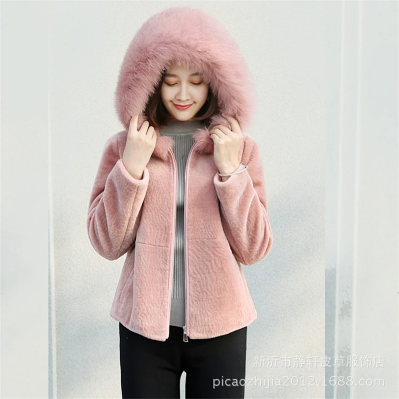 

YOSICIL 2021 Winter Outerwear Women Short Faux Fur Coat Hooded Long Sleeve Black Red Casual Faux Fur Jacket jaqueta fena 3XL