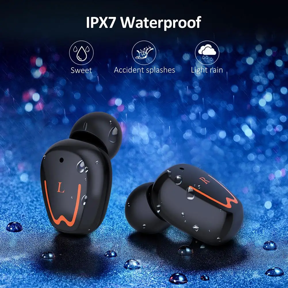 V1 TWS Bluetooth V5.0 Wireless Headset Waterproof HiFi Stereo LED Power Display Touch Control Headphones With Mic And Earplugs |