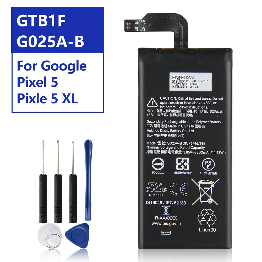 

Original Replacement Battery For Google Pixel5 XL Pixel5XL G025A-B Google Pixel5 Pixel 5 GTB1F Genuine Phone Battery