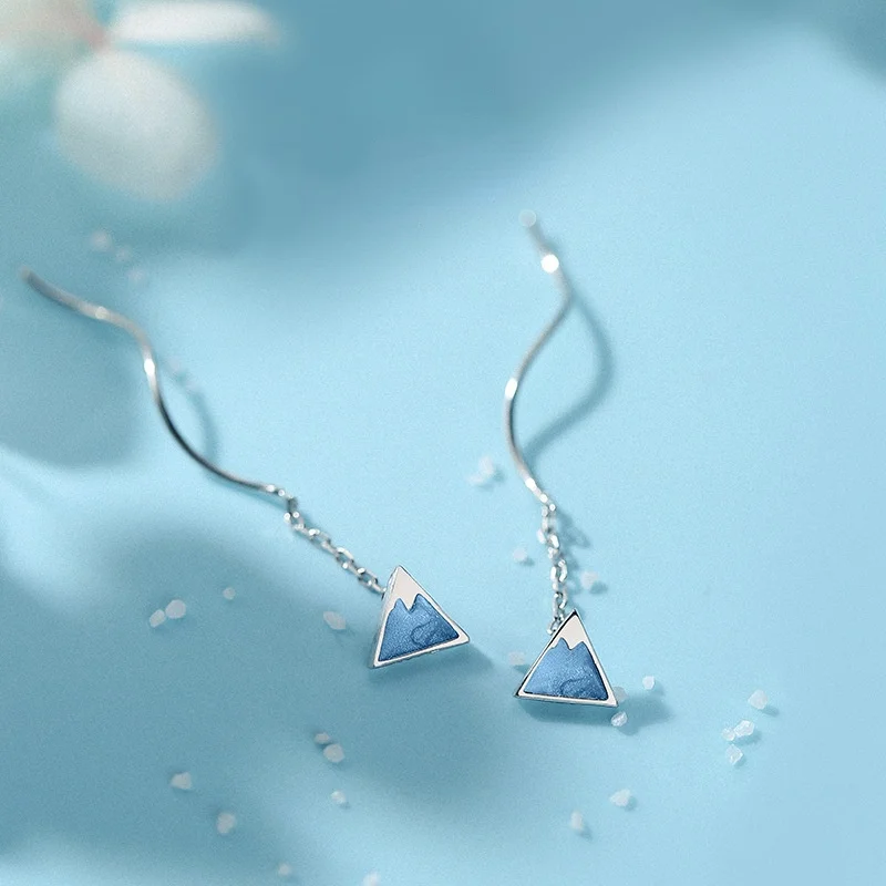 

Ear Line Female Temperament Korean Personality Tassel Long Snow Mountain Earrings Simple All-match Jewelry