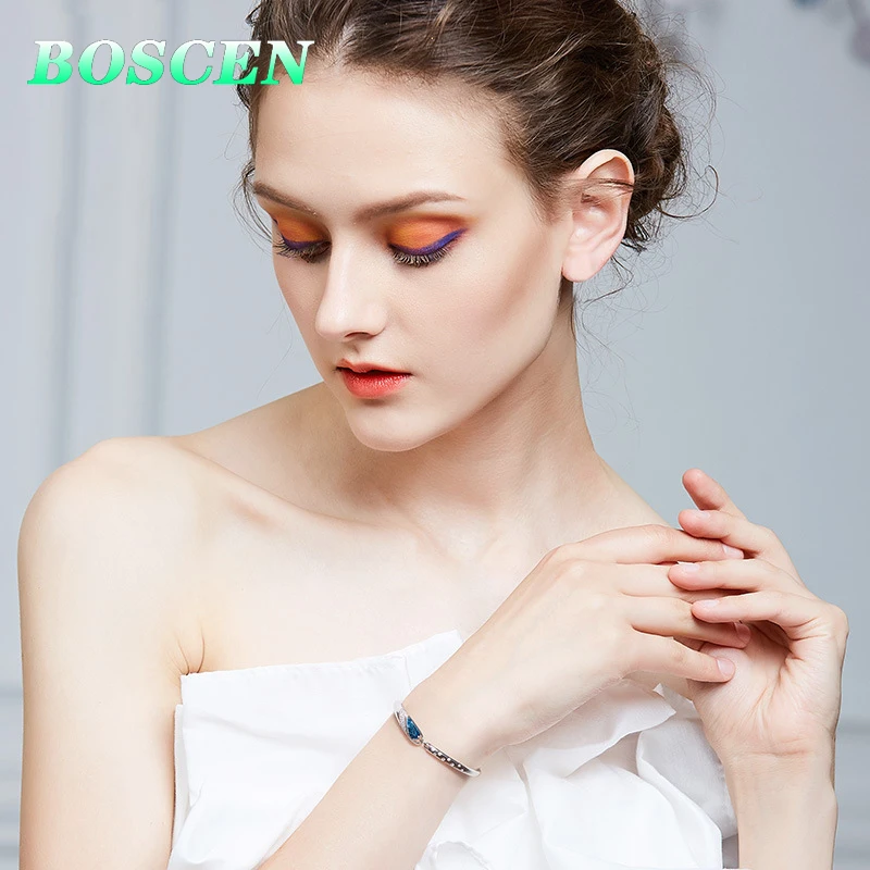 Женский браслет из серебра 925 пробы с австрийскими кристаллами|Гибкие и жесткие