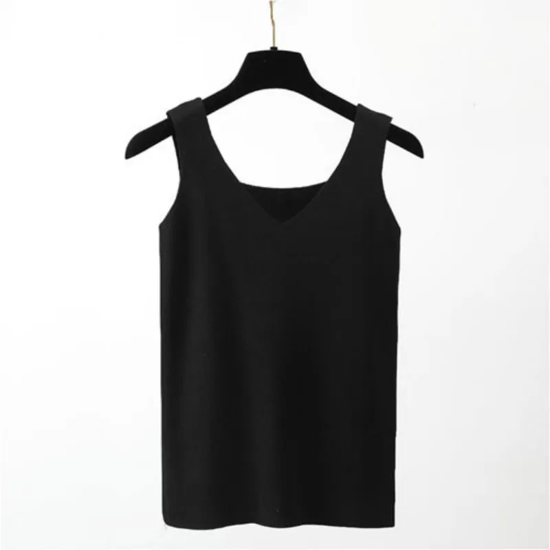 

Sexy knit top summer vest women's vest top sleeveless v-neck slim top women's casual vest