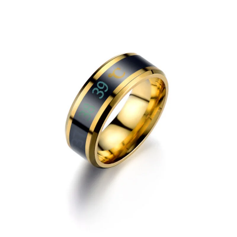 

Temperature Sensing Automatic Color Changing Couple Ring Trendy Display Temperature Stainless Steel Temperature Control Rings