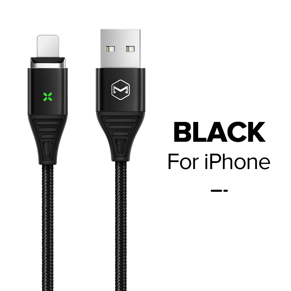 For iPhone Black MCDODO, 3 А, магнитный USB кабель, быстрая зарядка, Micro USB, зарядное устройство, шнур, магнит, Тип C, кабель для телефона для iPhone XS MAX, Android, samsung - Цвет: For iPhone Black