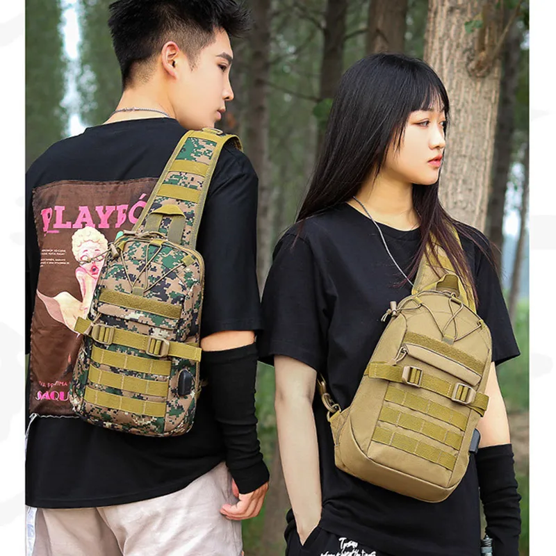 

NANCY TINO USB Charging Chest Bag Military Tactical Army Shoulder Sling Fishing Camping Hiking Bag Travel Duffle Mochila Outdoor