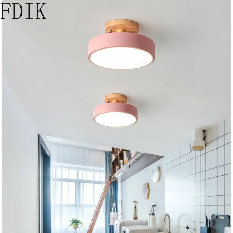 Macaron деревянный светодиодный потолочный светильник современный круглый