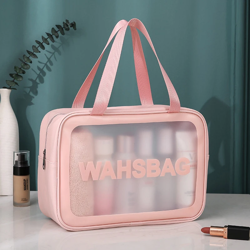 

S/M/L 3 Sizes Ladies Large Capacity Pu Frosted Waterproof Cosmetic Bags Convenient Travel Makeup Storage Bag Female Wash Bag