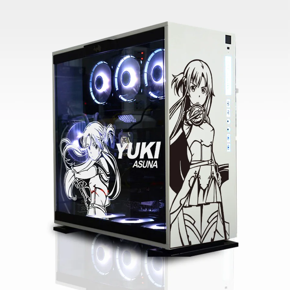 SAO Asuna Anime Gaming PC Case Stickers ATX Compuer Host Skin Decorate Decal Waterproof Removable Hollow Out Easy to Apply