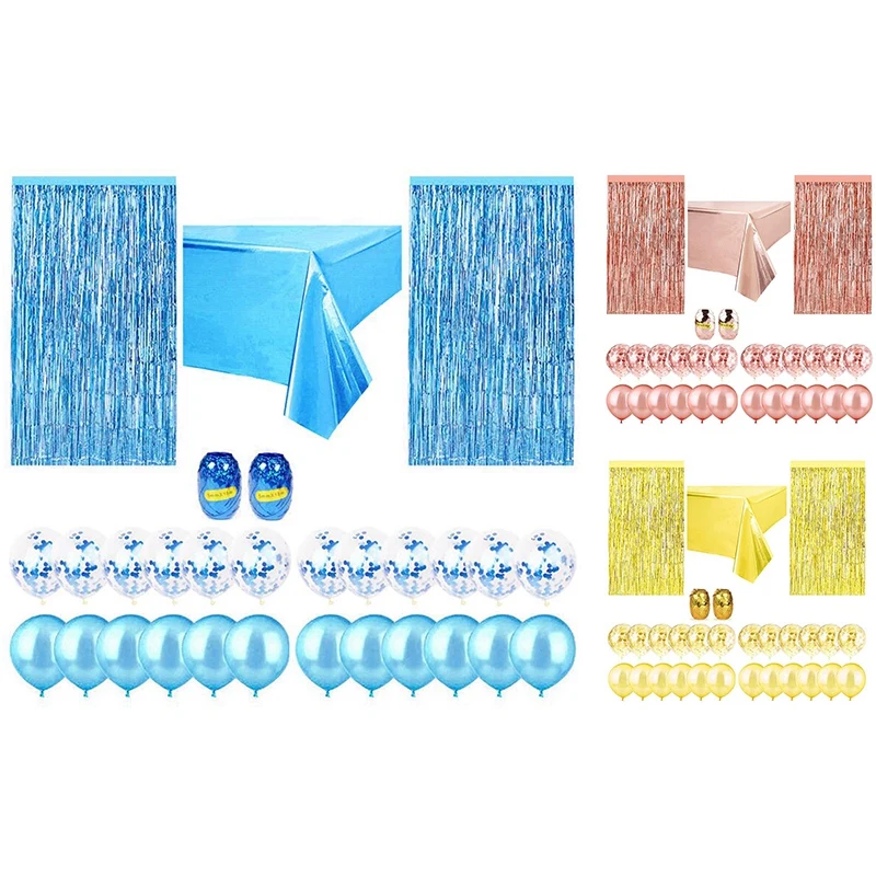

Confetti Balloon Set Birthday Party Wedding Supplies Decoration Rain Silk Curtain Table Runner Tablecloth