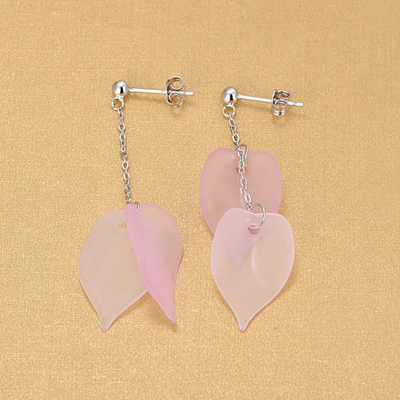 

Женские серьги-гвоздики из серебра 925 пробы с розовыми листьями