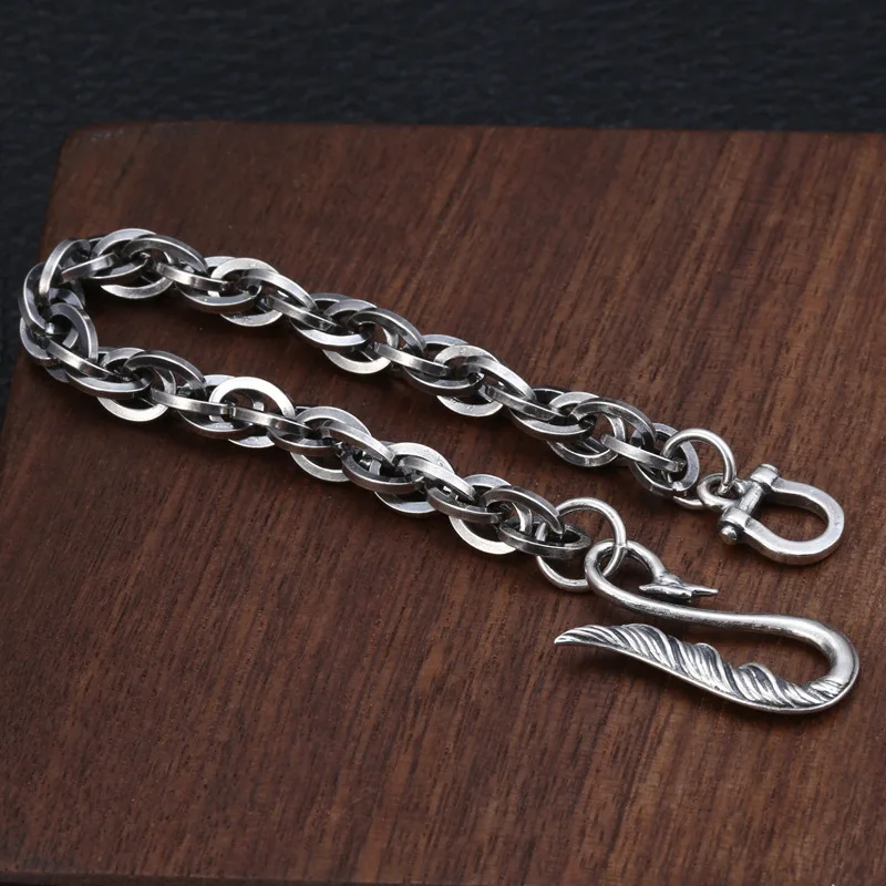 

100% настоящий браслет из 925 стерлингового серебра крюк Golden Eagle черный простой браслет тайский серебряный винтажный женский мужской браслет ю...