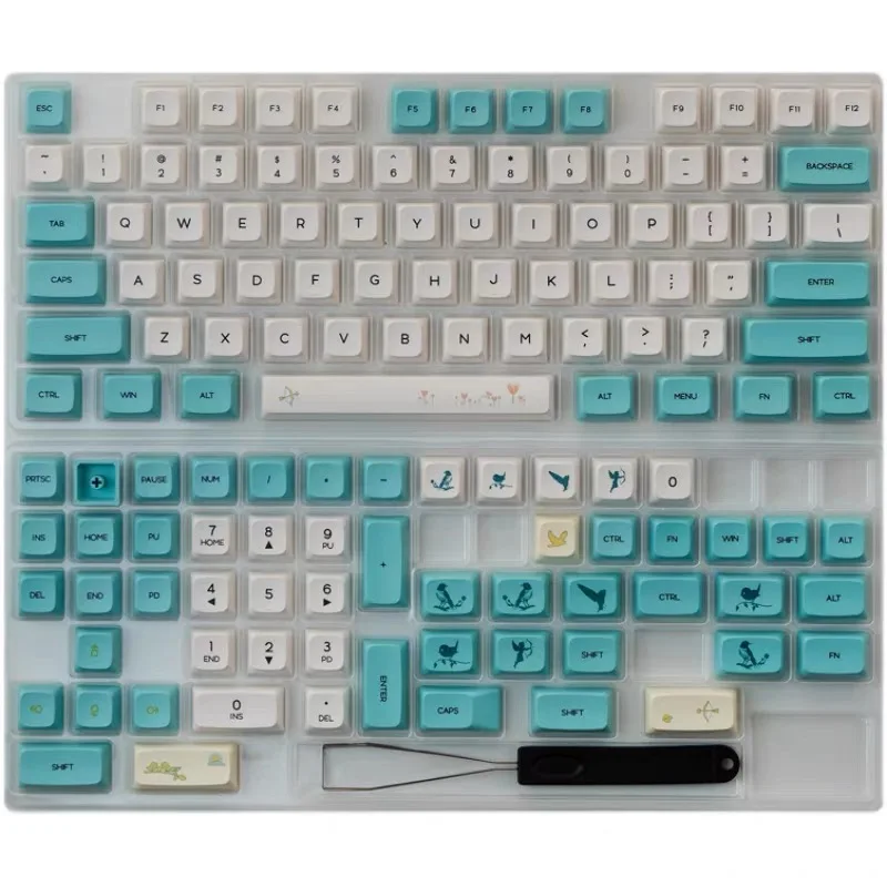 

129 клавиши XDA колпачки для клавиш PBT краска Сублимация колпачки для клавиш синий белый цвет для Cherry Mx Переключатель GMMK Pro ikbc механическая клав...