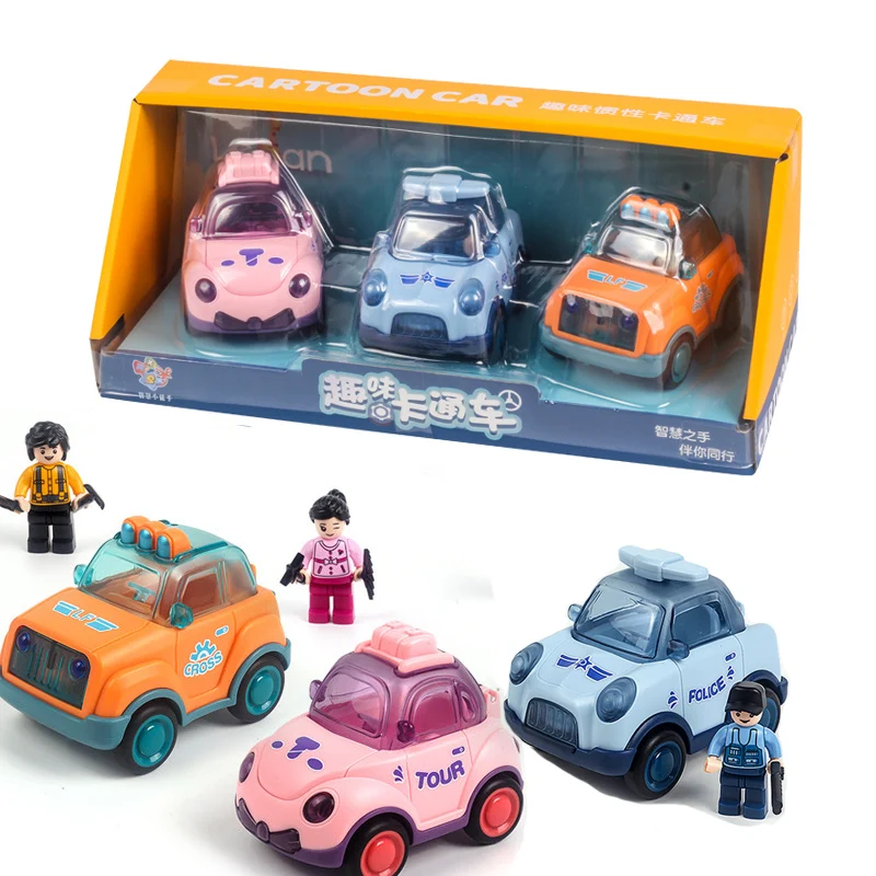 Children's Baby Educational Inertia Toy Cartoon Car Set 1-2-3 Men And Women