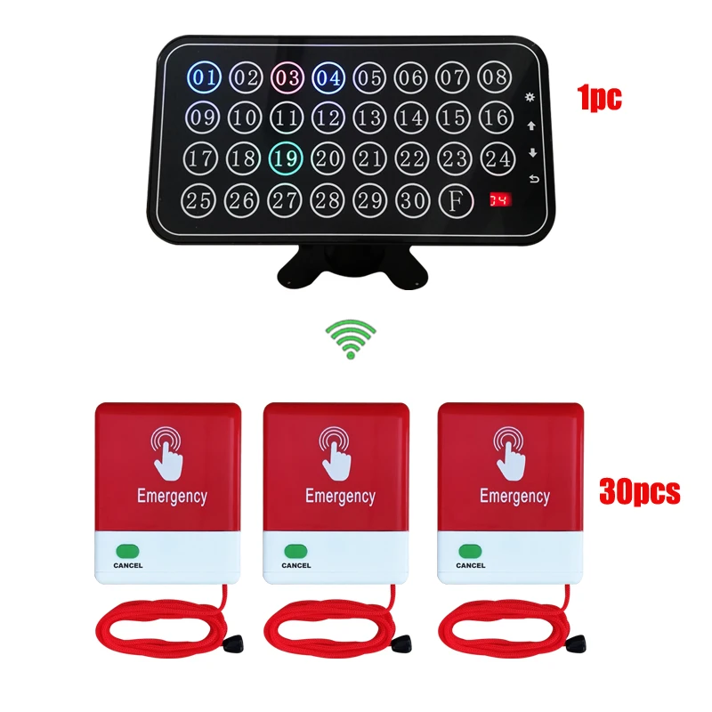 

Wireless Nurse Call System 433mhz with LCD Receiver Display Push Button for Doctor Patient Elderly