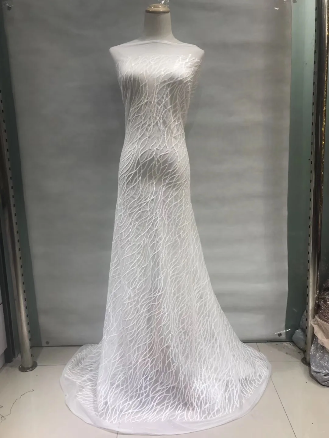 

2021 High Quality African French Lace Fabric White Swiss Voile Lace in Switzerland net lace fabric 2021 Sequin Lace Fabric JL010