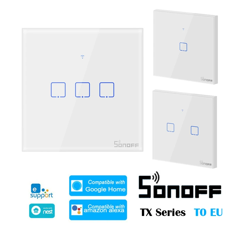 

Sonoff T0-TX Series 1/2/3 Gang US Wall Switches WiFi Smart Switch Smart Home Light Switch EWeLink App Google Home Alexa IFTTT