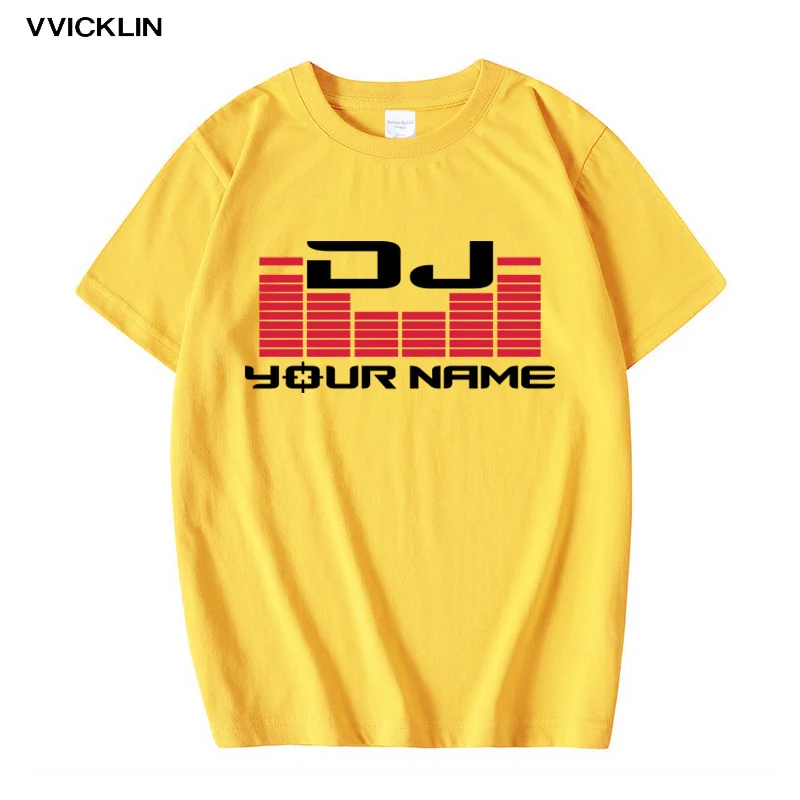 DJ ваше имя для мужчин обычай печать футболка Camiseta Hombre в стиле хип-хоп