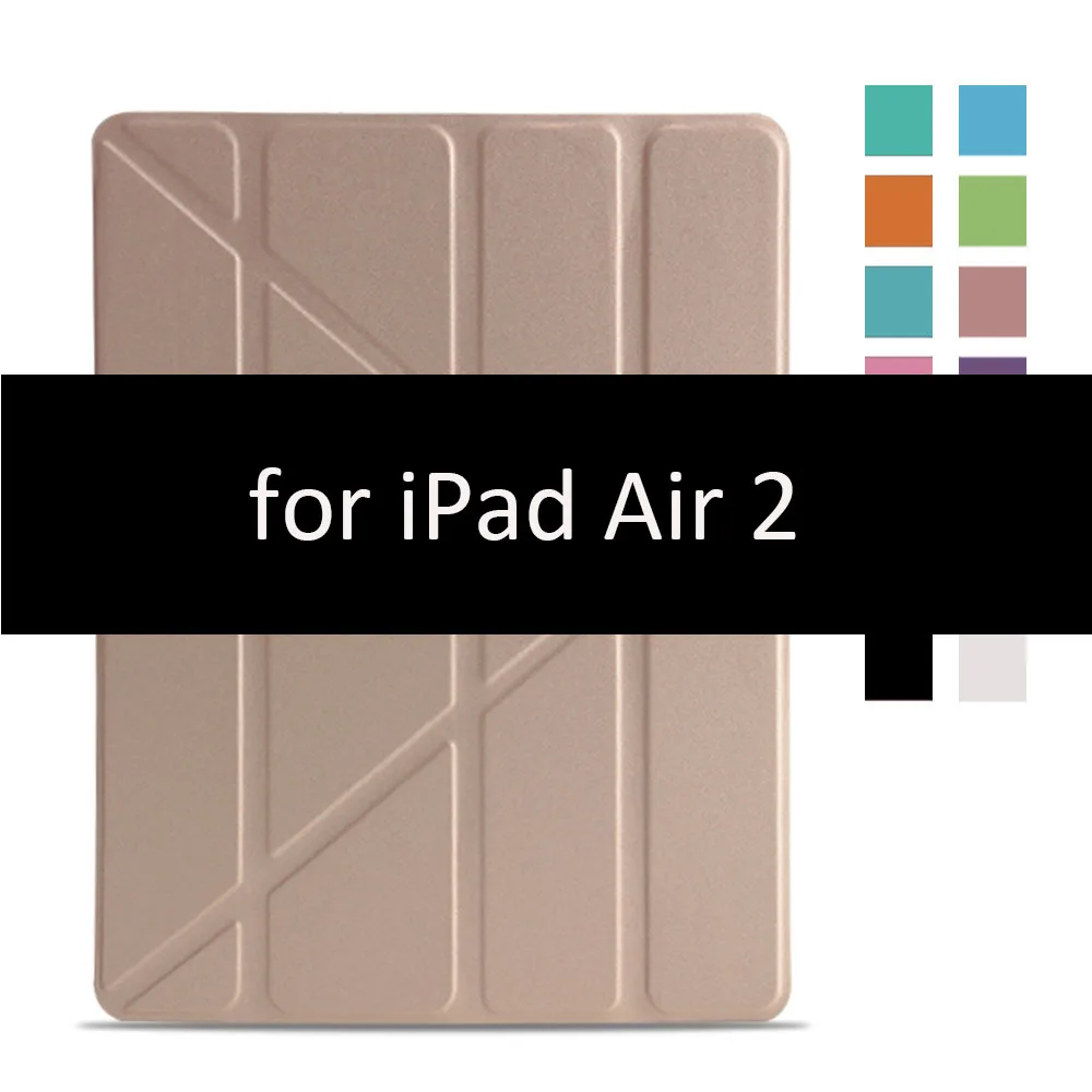 Gold-2 Чехол для iPad Air 2 1, чехол, из искусственной кожи и ультратонкая задняя крышка из поликарбоната, умный чехол, Магнитный чехол для iPad air 2, A1566, A1567, откидная подставка - Цвет: Gold-2