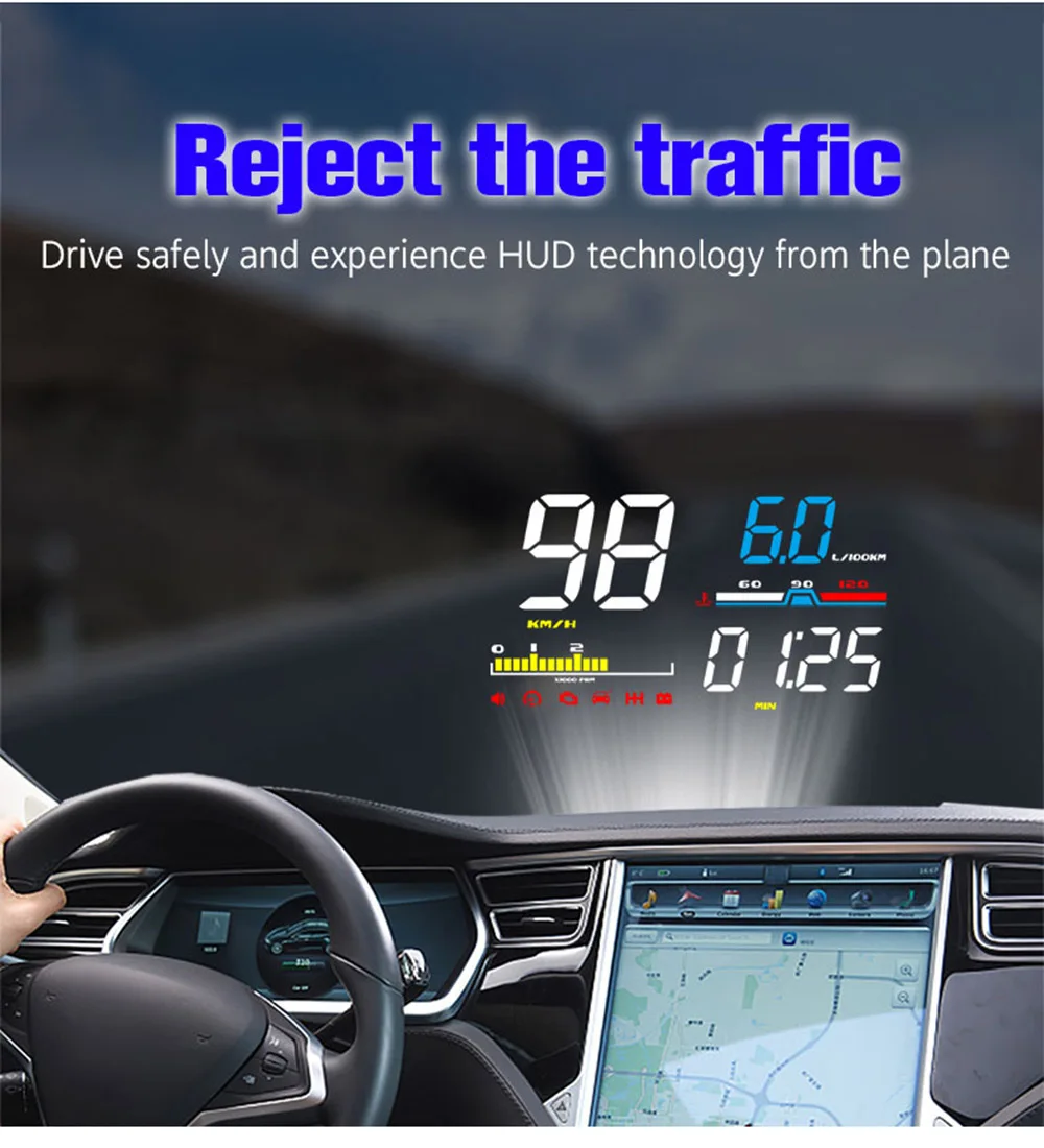 D5 5 &quotАвтомобильный HUD OBD дисплей цифровой скорости лобового стекла проектор