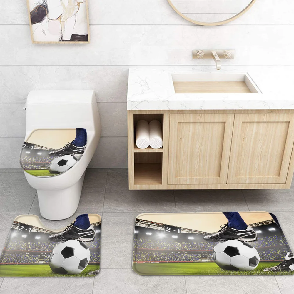 Гимназия футбольные мячи занавески для душа водонепроницаемый набор душевых