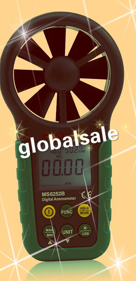 Бесплатная доставка Mastech MS6252B Профессиональный цифровой анемометр T & RH сенсор