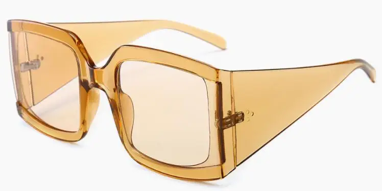 clear yellow Широкие черные негабаритные солнцезащитные очки Женская мода новые большие квадратные солнцезащитные очки для женщин итальянские брендовые дизайнерские очки UV400 - Цвет линз: clear yellow