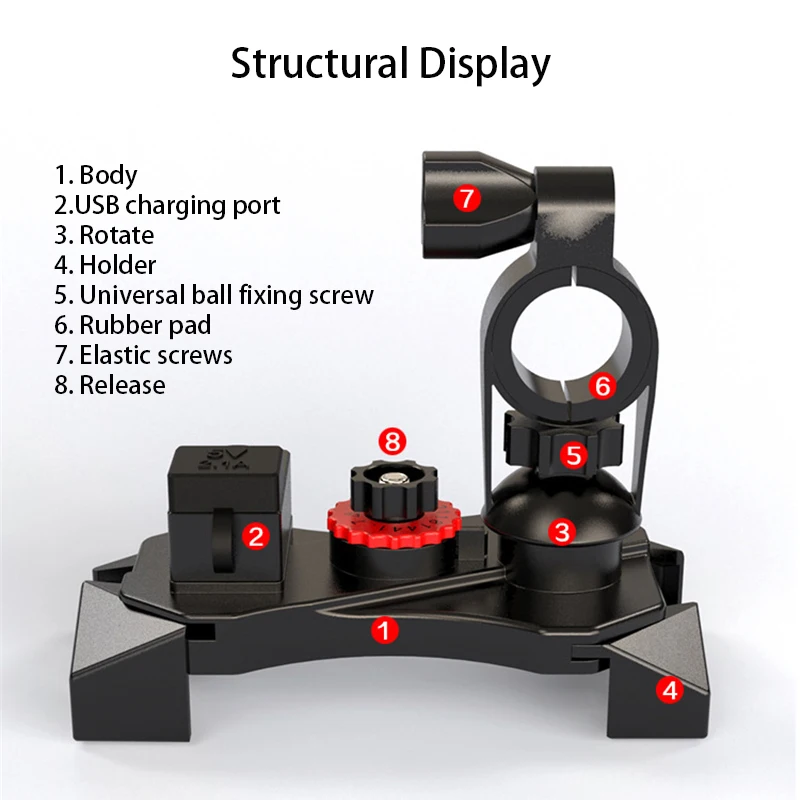 Держатель для телефона 360 А USB с функцией быстрой зарядки поворотный на мобильный