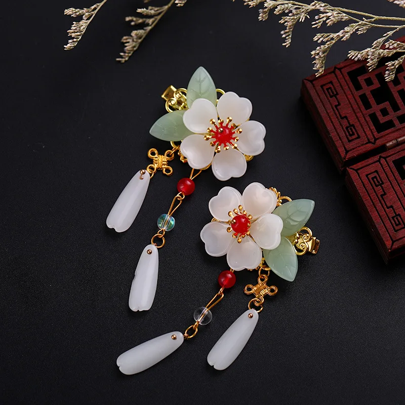 NiuShuya Retro Chinese Hanfu Hairpins Waterdrop Tassel Hairclip Flowers Headpiece Kids Girls Hair Jewelry Accessories | Украшения и