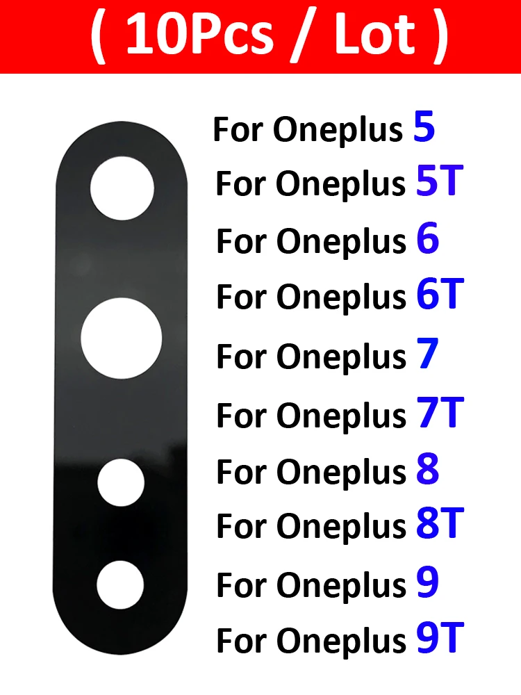 

10pcs/Lot, Rear Back Camera Glass Lens For Oneplus 5 5T 6 6T 7 7T 8T 9 Pro Nord N100 Camera Glass With Glue Adhesive