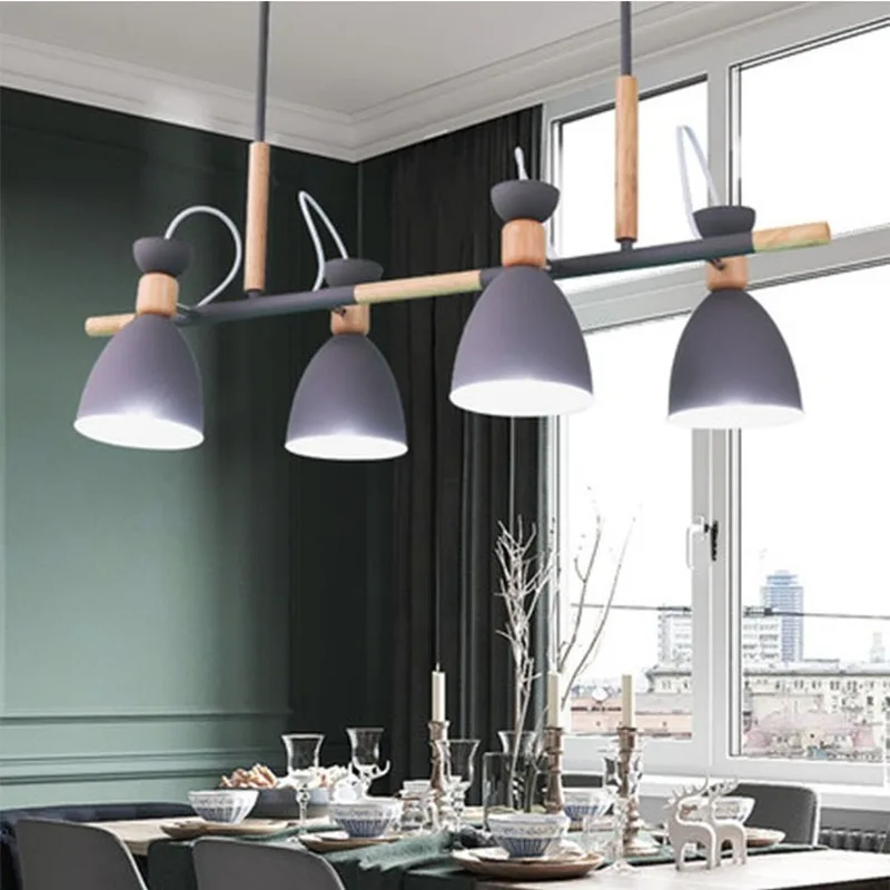 

European-style simple log restaurant designer style straight 4-head bar counter color western restaurant cPendant Lights WF1028