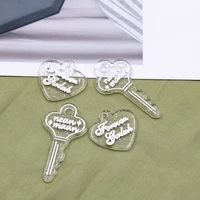 10pcs transparent letter glitter key love heart pendant jewelry diy earrings necklace keychain making charms for jewelry making