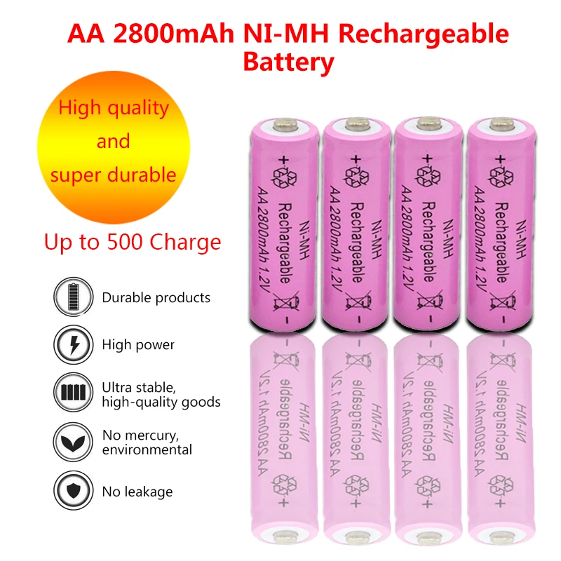 

2800mAh 1.2v AA battery NiMH AA rechargeable battery high quality Factory direct price