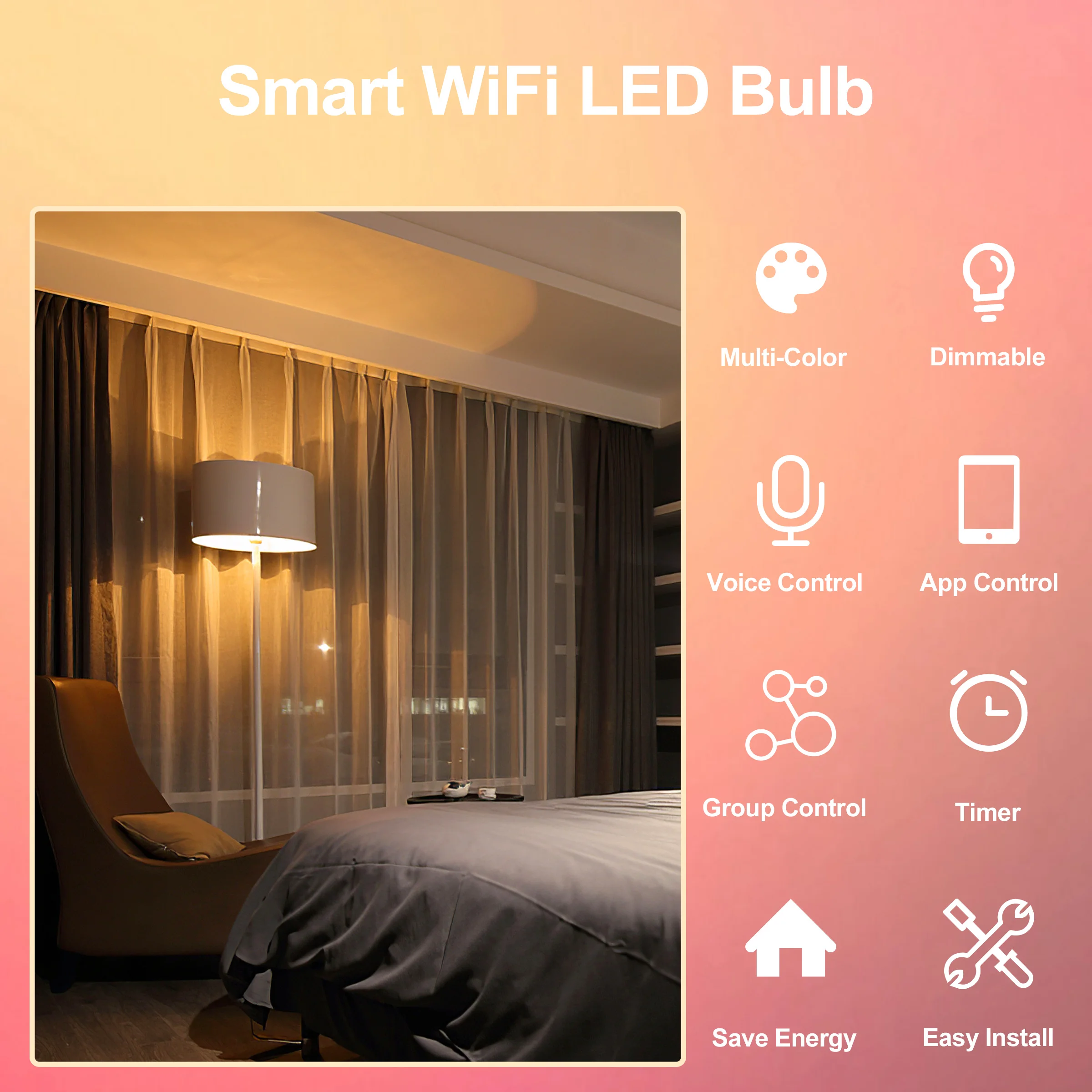 Tuya Wifi умный светильник лампочка E27 светодиодной цветной RGB лампы с регулировкой