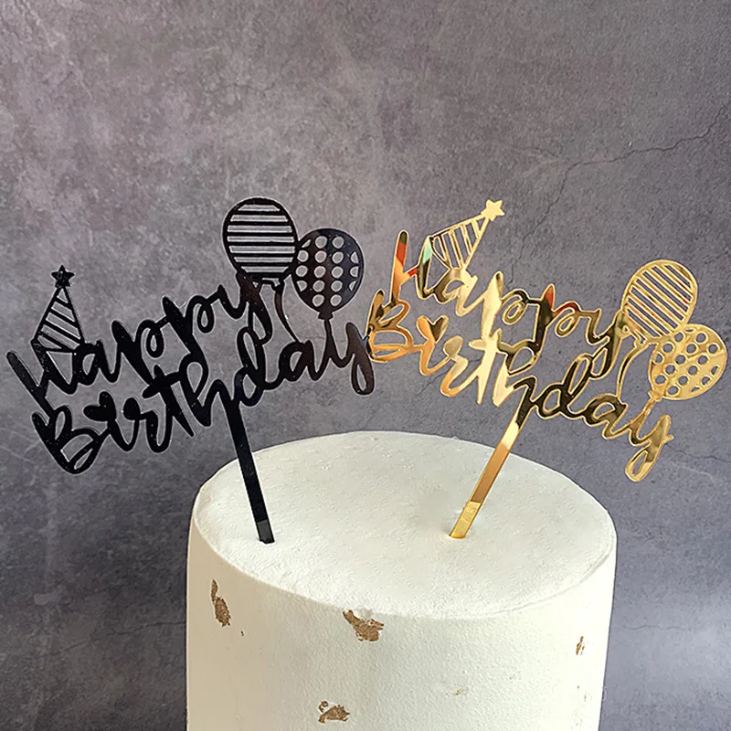 

Acrylic Single Layer Cake Topper Golden Birthday Party Dessert Decoration for Baby Shower Supplies Birthday Cake Decoration