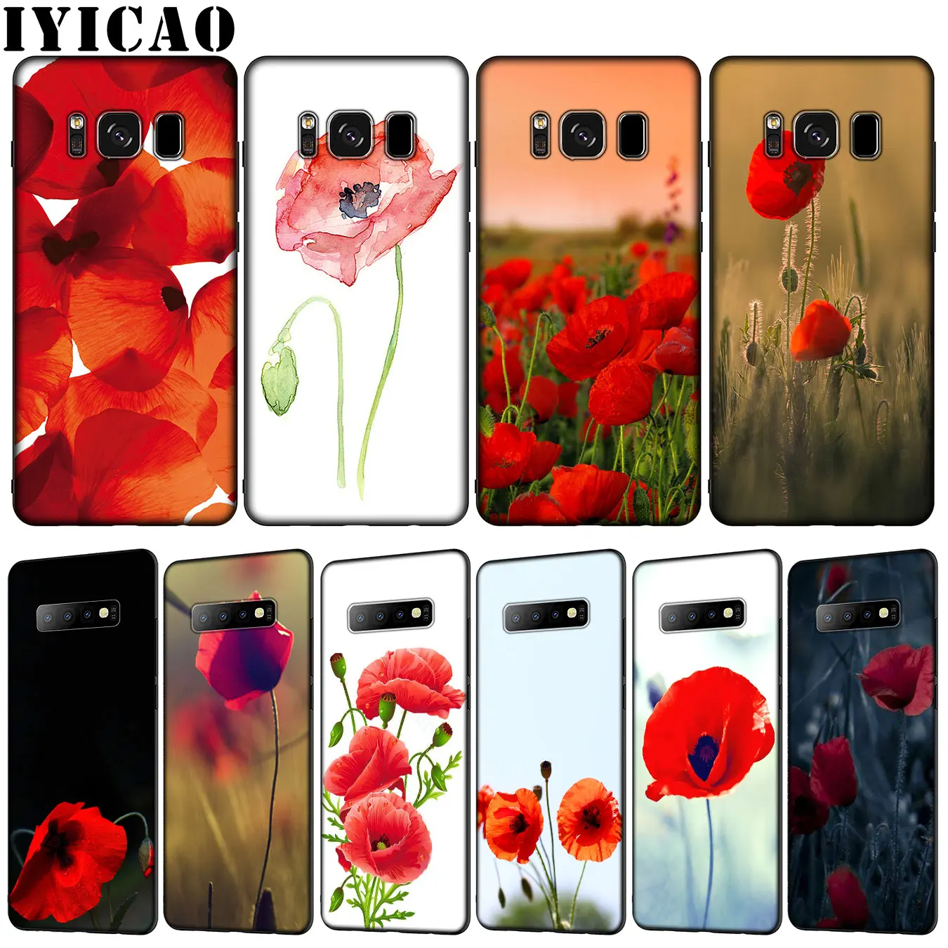Силиконовый чехол IYICAO из мягкого ТПУ с цветами мака для Samsung Galaxy S20 Ultra S10 Lite S9 S8 Plus S6
