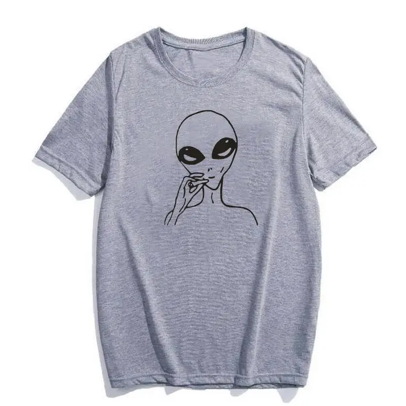 Футболка женская с забавным принтом инопланетянина модный топ коротким рукавом