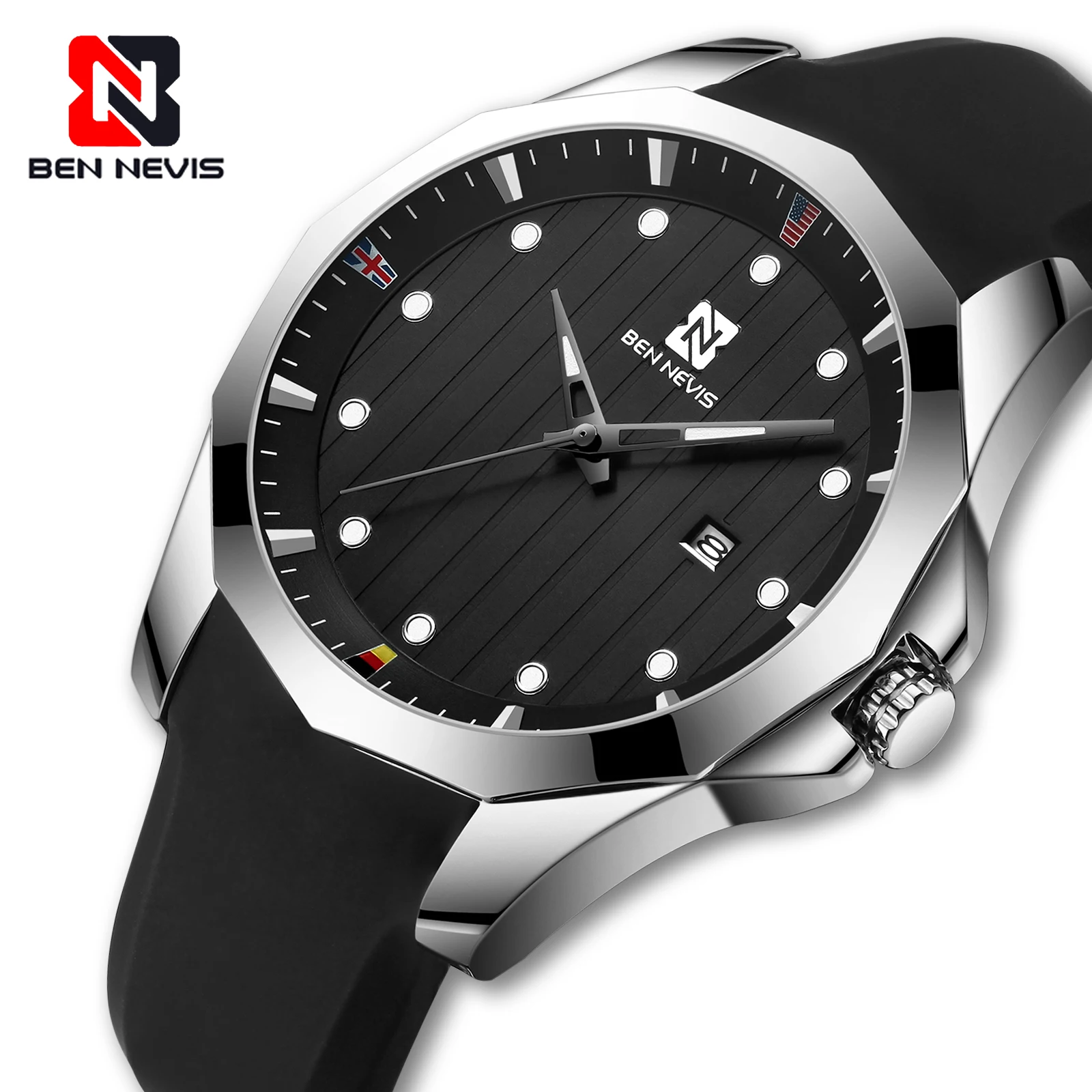 Новые повседневные спортивные часы Бен Нерис мужские водонепроницаемые военные