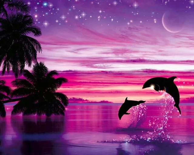 

New Diamond Painting Dolphin Full Square/round Diamond Embroidery Animal Pictures of Rhinestones Diamond Mosaic Home Decoration