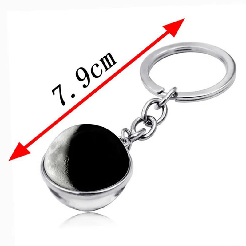 

Sun Mars Solar System Double Sided Glass Ball Moon Phase Image Keychain Planet Nebula Space Keyrings Galaxy Universe Moon Earth