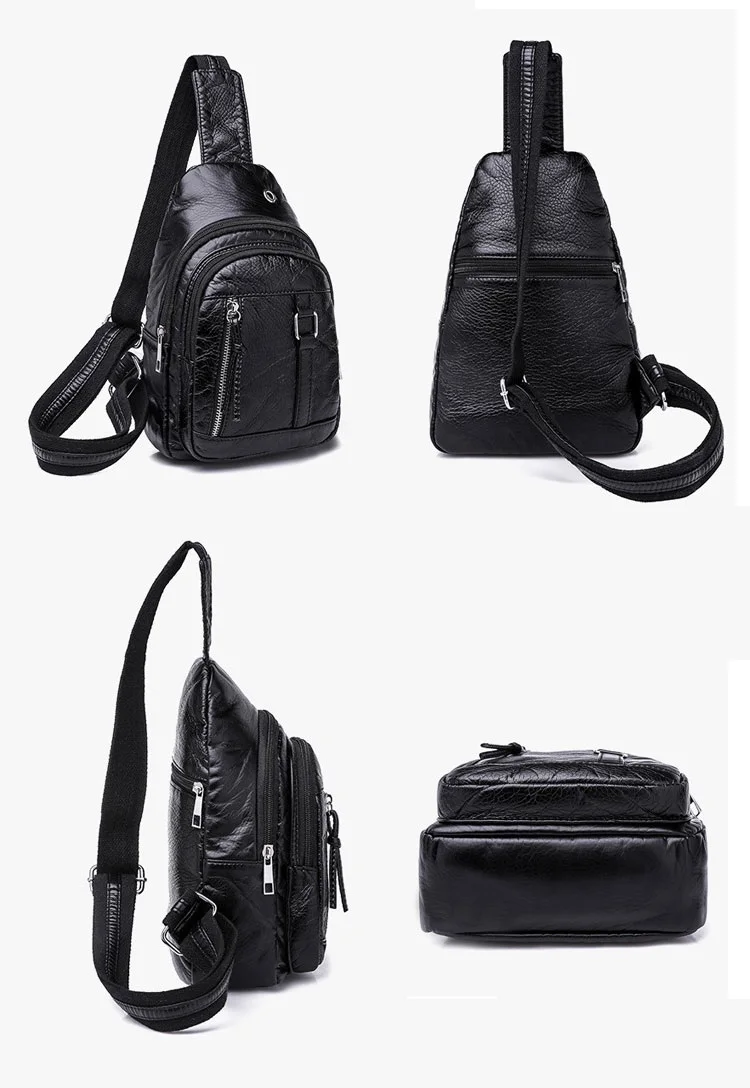 Женская нагрудная сумка из мягкой искусственной кожи сумки через плечо для