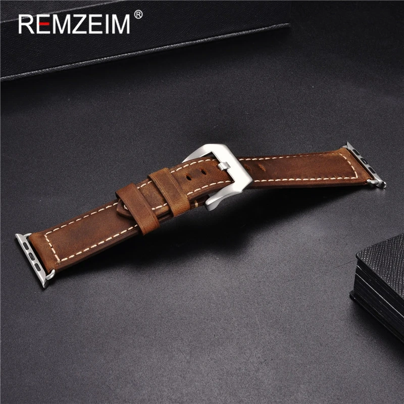 Ремешок кожаный REMZEIM ручной работы в форме подковы для Apple Watch series 1/2/3 42 мм 38