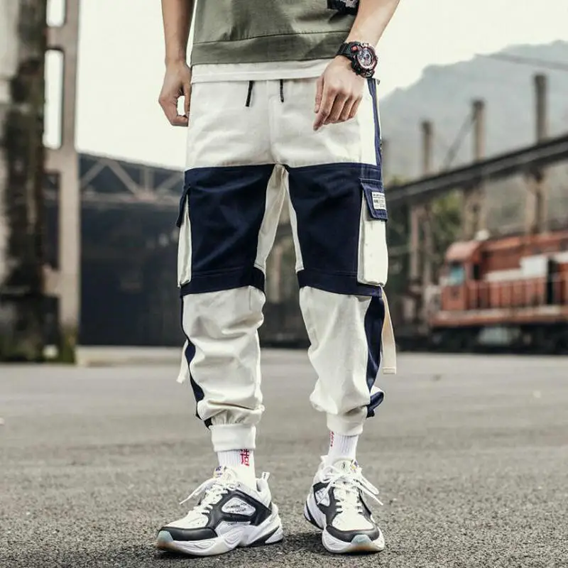 

Ribbons Harem Joggers Men Cargo Pants Streetwear 2020 Hip Hop Casual Pockets Track Pants Male Harajuku Fashion Trousers