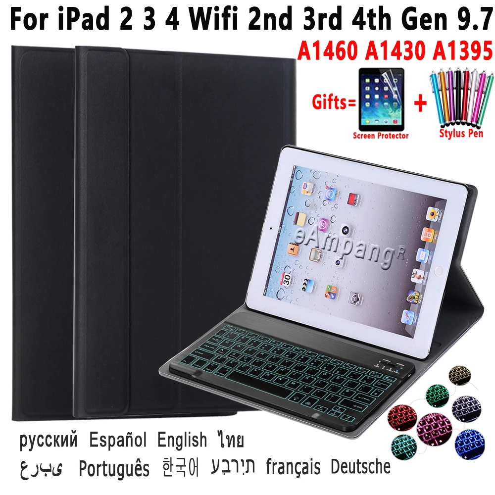 

Чехол с подсветкой и клавиатурой для iPad A1460, A1430, A1395
