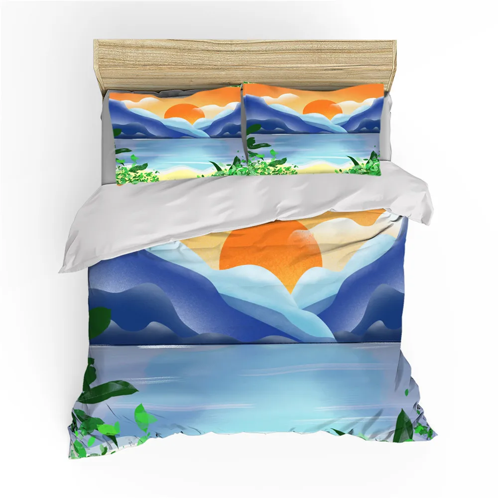 

Earth Landscape Sunset Duvet Cover Set Coconut Beach Girls Boys GIfts Bedroom Decor Bedding Set Comforter Cover with Zipper