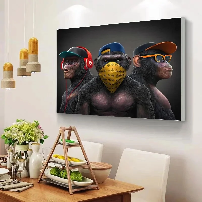 Настенные картины с забавными обезьянами животными на холсте постеры и принты