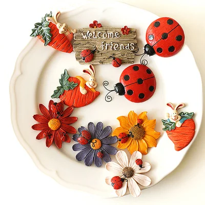 Ручная работа винтажный кролик сад милый креативный 3D стерео магнит на