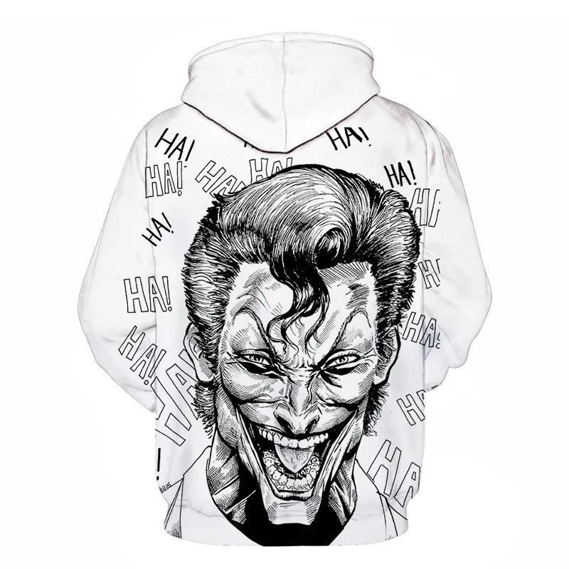 Joker Funny Hoodie Halloween Crazy Smile Pullover Long Sleeve Sweatshirt Fashion Stree Coats Cool Unisex Sportwear mens hoodies