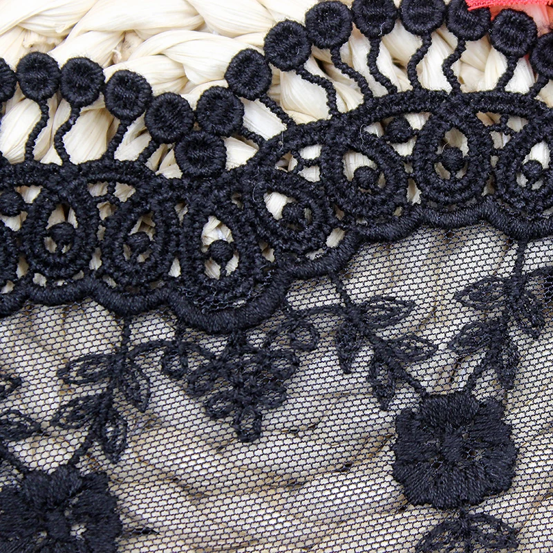 2 ярда африканская кружевная лента 13 5 см ширина вышитое кружево Белый Черный