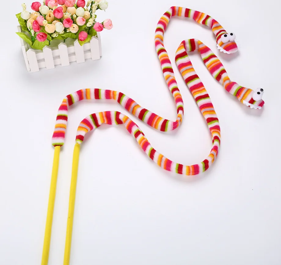 Игрушка для питомцев кошек радужная мультяшная змея забавная кошачья палочка